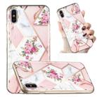 For iPhone X / XS Electroplated Marble Pattern TPU Phone Case(Rose Pink White) - 1