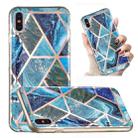 For iPhone X / XS Electroplated Marble Pattern TPU Phone Case(Blue and Green) - 1