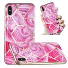 For iPhone XS Max Electroplated Marble Pattern TPU Phone Case(Red Rhombus) - 1