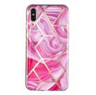 For iPhone XS Max Electroplated Marble Pattern TPU Phone Case(Red Rhombus) - 2