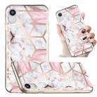 For iPhone XR Electroplated Marble Pattern TPU Phone Case(White Gravel Pink) - 1