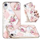 For iPhone XR Electroplated Marble Pattern TPU Phone Case(Rose Pink White) - 1