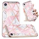 For iPhone XR Electroplated Marble Pattern TPU Phone Case(Pink and White) - 1