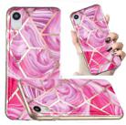 For iPhone XR Electroplated Marble Pattern TPU Phone Case(Red Rhombus) - 1