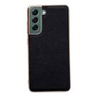 For Samsung Galaxy S21+ 5G Genuine Leather Luolai Series Nano Electroplating Phone Case(Black) - 1