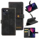 Copper Buckle Leather Phone Case For iPhone 14(Black) - 1