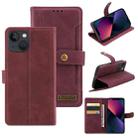 Copper Buckle Leather Phone Case For iPhone 14(Maroon) - 1