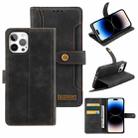 Copper Buckle Leather Phone Case For iPhone 14 Pro(Black) - 1