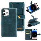 Copper Buckle Leather Phone Case For iPhone 14 Pro(Green) - 1