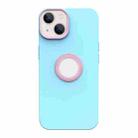 For iPhone 14 Contrast Color 3 in 1 TPU Phone Case (Pink Mint Green) - 1