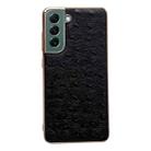 For Samsung Galaxy S21 5G Genuine Leather Ostrich Texture Series Nano Electroplating Phone Case(Black) - 1