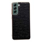 For Samsung Galaxy S21+ 5G Genuine Leather Ostrich Texture Series Nano Electroplating Phone Case(Black) - 1