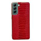 For Samsung Galaxy S21 5G Genuine Leather Weilai Series Nano Electroplating Phone Case(Red) - 1