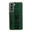 For Samsung Galaxy S21 5G Genuine Leather Weilai Series Nano Electroplating Phone Case(Green) - 1