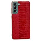 For Samsung Galaxy S21+ 5G Genuine Leather Weilai Series Nano Electroplating Phone Case(Red) - 1