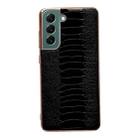 For Samsung Galaxy S21+ 5G Genuine Leather Weilai Series Nano Electroplating Phone Case(Black) - 1