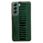 For Samsung Galaxy S21+ 5G Genuine Leather Weilai Series Nano Electroplating Phone Case(Green) - 1