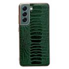 For Samsung Galaxy S22+ 5G Genuine Leather Weilai Series Nano Electroplating Phone Case(Green) - 1