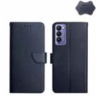 For Tecno Camon 18P Genuine Leather Fingerprint-proof Horizontal Flip Phone Case(Blue) - 1