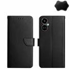 For Tecno Camon 19 4G Genuine Leather Fingerprint-proof Horizontal Flip Phone Case(Black) - 1