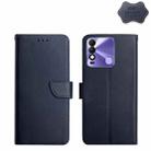 For Tecno Spark 8 Genuine Leather Fingerprint-proof Horizontal Flip Phone Case(Blue) - 1