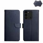 For Tecno Spark Go 2022 Genuine Leather Fingerprint-proof Horizontal Flip Phone Case(Blue) - 1