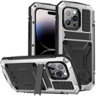 For iPhone 14 Pro R-JUST Shockproof Waterproof Dust-proof Case with Holder(Silver) - 1