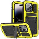 For iPhone 14 Pro R-JUST Shockproof Waterproof Dust-proof Case with Holder(Yellow) - 1