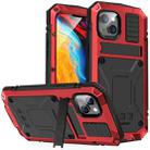 For iPhone 14 R-JUST Shockproof Waterproof Dust-proof Case with Holder (Red) - 1