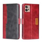 For Motorola Moto G32 4G Contrast Color Side Buckle Leather Phone Case(Red + Black) - 1