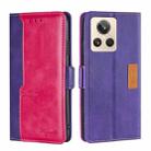 For Realme GT2 Explorer Master Contrast Color Side Buckle Leather Phone Case(Purple + Rose Red) - 1