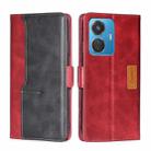 For vivo iQOO Z6 44W/vivo T1 Snapdragon 680 Contrast Color Side Buckle Leather Phone Case(Red + Black) - 1