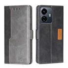 For vivo Y77 5G Global Contrast Color Side Buckle Leather Phone Case(Black + Grey) - 1