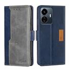 For vivo Y77 5G Global Contrast Color Side Buckle Leather Phone Case(Blue + Grey) - 1