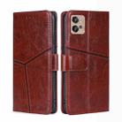 For Motorola Moto G32 4G Geometric Stitching Leather Phone Case(Dark Brown) - 1