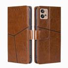 For Motorola Moto G32 4G Geometric Stitching Leather Phone Case(Light Brown) - 1