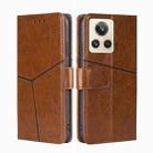 For Realme GT2 Explorer Master Geometric Stitching Leather Phone Case(Light Brown) - 1