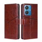 For vivo iQOO Z6 44W/vivo T1 Snapdragon 680 Geometric Stitching Leather Phone Case(Dark Brown) - 1