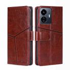 For vivo Y77 5G Global Geometric Stitching Leather Phone Case(Dark Brown) - 1