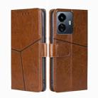 For vivo Y77 5G Global Geometric Stitching Leather Phone Case(Light Brown) - 1