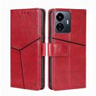 For vivo Y77 5G Global Geometric Stitching Leather Phone Case(Red) - 1