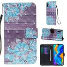 For Huawei P30 Lite 3D Painting Horizontal Flip Leather Case with Holder & Card Slot & Wallet & Lanyard(Blue Flower) - 1