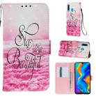 For Huawei P30 Lite 3D Painting Horizontal Flip Leather Case with Holder & Card Slot & Wallet & Lanyard(Pink Clouds) - 1