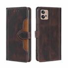 For Motorola Moto G32 4G Skin Feel Magnetic Buckle Leather Phone Case(Brown) - 1