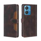 For vivo iQOO Z6 44W/T1 Snapdragon 680 Skin Feel Magnetic Buckle Leather Phone Case(Brown) - 1