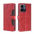 For vivo Y77 5G Global Skin Feel Magnetic Buckle Leather Phone Case(Red) - 1