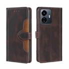 For vivo Y77 5G Global Skin Feel Magnetic Buckle Leather Phone Case(Brown) - 1