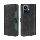 For vivo Y77 5G Global Skin Feel Magnetic Buckle Leather Phone Case(Black) - 1