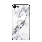 For iPhone SE 2022 / SE 2020 Marble Pattern Glass + TPU Protective Case(White) - 1