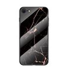 For iPhone SE 2022 / SE 2020 Marble Pattern Glass + TPU Protective Case(Gold Black) - 1
